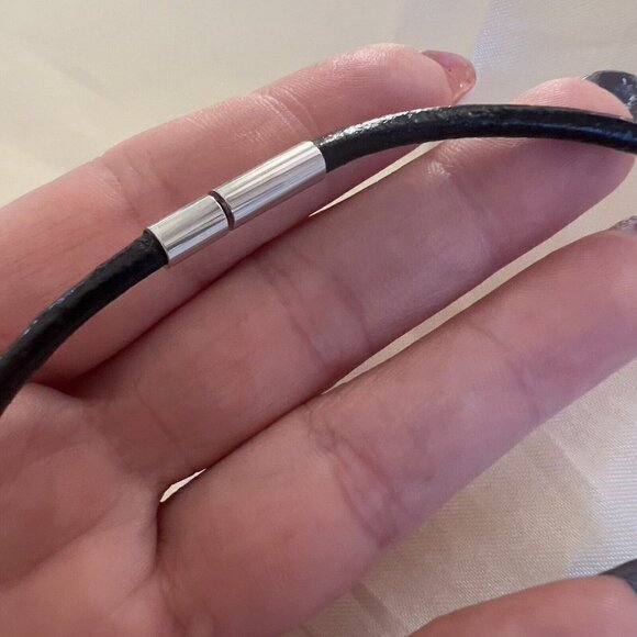 925 Sterling Silver Cross Black ONYX Necklace Leather Gemstone Unisex jewelry - Picture 16 of 16